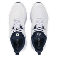 FootJoy QMotion men's golf shoes in White/White/Navy – top view