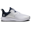 FootJoy QMotion men's golf shoe in White/White/Navy – outer side view