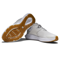 FootJoy QMotion women's golf shoes in Grey/Grey/Green – upper and outsole view