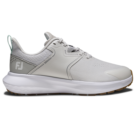 FootJoy QMotion women's golf shoes in Grey/Grey/Green – outer side view