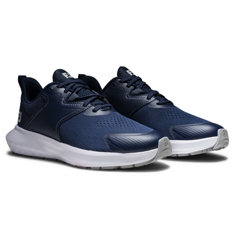 FootJoy QMotion women's golf shoes in Navy/Navy/White – angled pair view