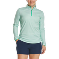 FootJoy Quarter-Zip Long Sleeve Women's Sun Protection Shirt – White/Emerald