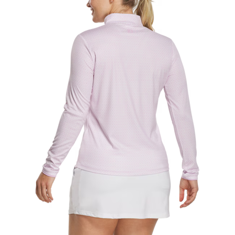 FootJoy Quarter-Zip Long Sleeve Women's Sun Protection Shirt | White/Orchid Print