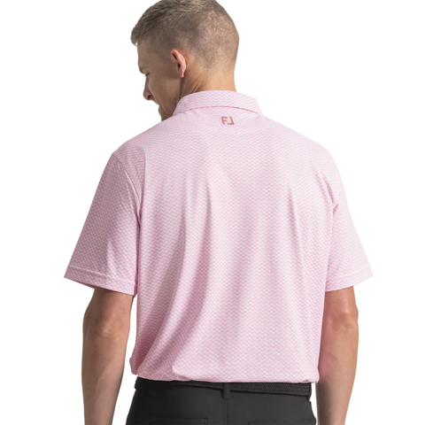FootJoy Scallop Geo Pique Men's Polo | Pink Pop/White