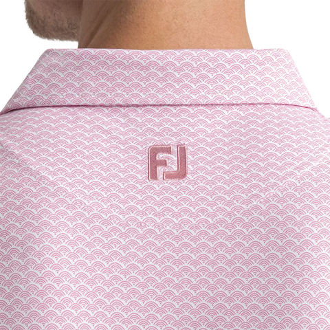 FootJoy Scallop Geo Pique Men's Polo | Pink Pop/White