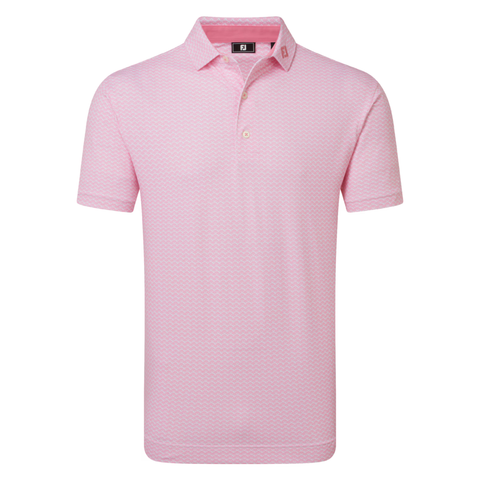 FootJoy Scallop Geo Pique Men's Polo | Pink Pop/White