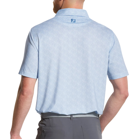 Foot Joy Speckle Print Lisle Men's Polo Blue Jay White M, view 2