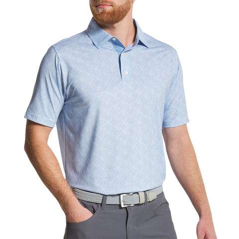 FootJoy Speckle Print Lisle Men's Polo | Blue Jay/White