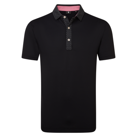 FootJoy Star Geo Trim Men's Polo Black – front view