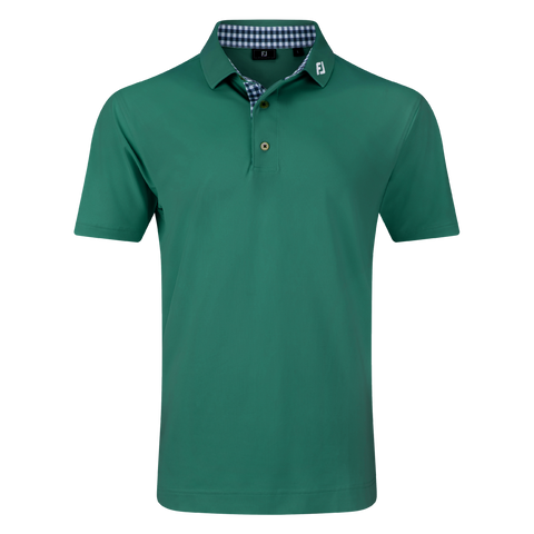 FootJoy Stretch Pique Trim Men's Polo Field Green – front view