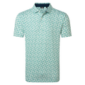FootJoy Surfs Up Lisle Men's Polo Field Green/White/Sunshine/Navy – front view