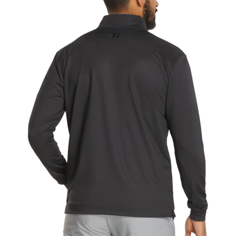 FootJoy Tonal Deco Diamond Print Men's Midlayer Pullover | Black
