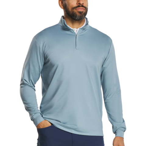 FootJoy Tonal Deco Diamond Print Men's Midlayer Pullover | Steel Blue