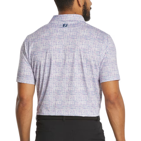 FootJoy Tweed Print Lisle Men's Polo | White/High Tide