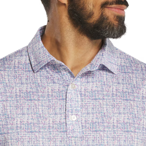 FootJoy Tweed Print Lisle Men's Polo | White/High Tide