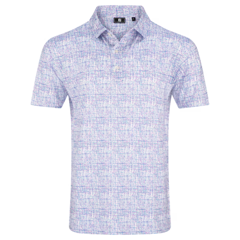 FootJoy Tweed Print Lisle Men's Polo | White/High Tide