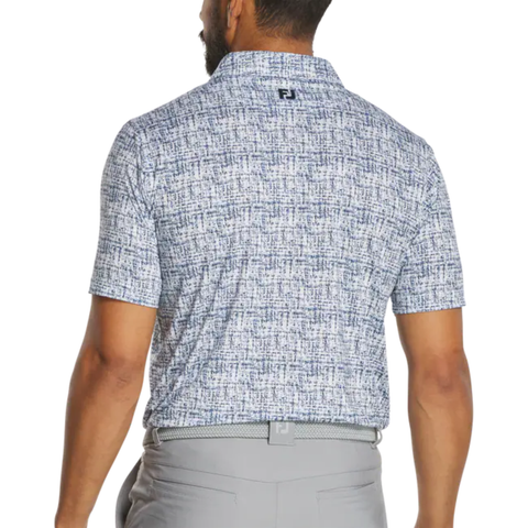 FootJoy Tweed Print Lisle Men's Polo | White/Navy