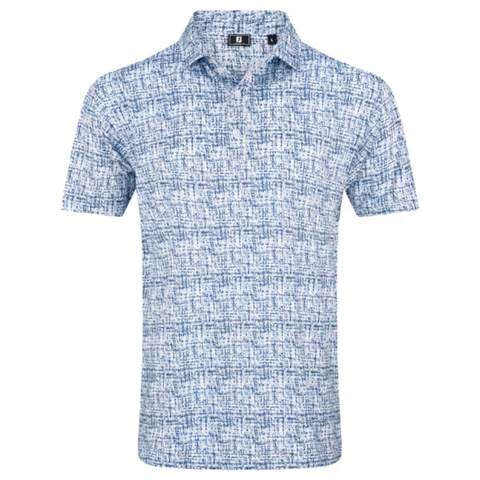 FootJoy Tweed Print Lisle Men's Polo | White/Navy