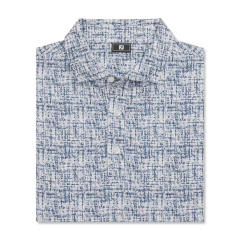 FootJoy Tweed Print Lisle Men's Polo | White/Navy