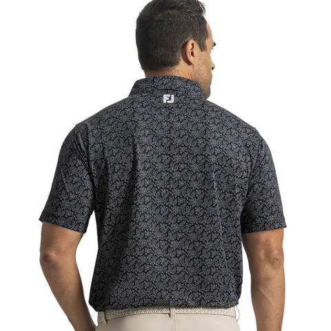FootJoy Wingtip Floral Lisle Men's Polo | Black/White