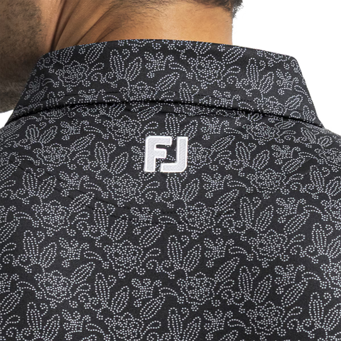 FootJoy Wingtip Floral Lisle Men's Polo | Black/White
