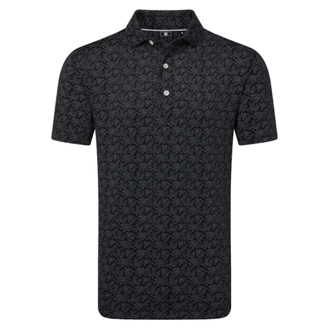FootJoy Wingtip Floral Lisle Men's Polo | Black/White