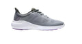 The FootJoy Women's Flex Golf Shoes in grey (US 8, US 9) feature a white sole and light purple accents, delivering course-ready grip and all-day comfort. Shown from the side against a plain white background.