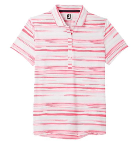 FootJoy Women's Watercolour Lisle ShirtBright Coral Watercolour