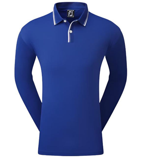 Front View of the blue Footjoy Lightweight Long Sleeve Pique Sun Protection Men's Shirt 