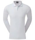 Front View of the white Footjoy Lightweight Long Sleeve Pique Sun Protection Men's Shirt 