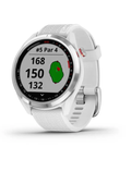 View of the White Garmin Approach S42 Golf GPS Watch face