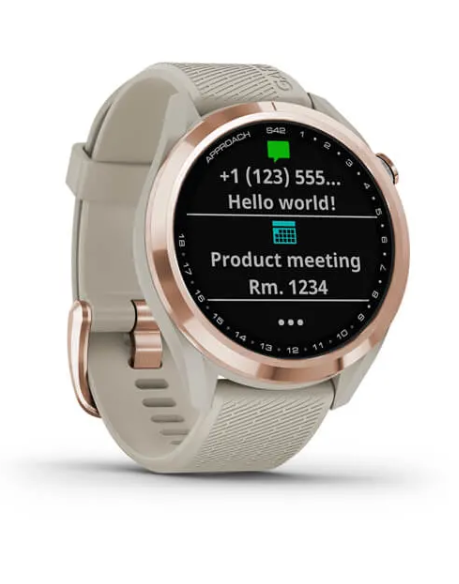 View of the Garmin Approach S42 Golf GPS Watch face