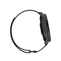 Side view of the Garmin Approach S50 GPS Watch by Garmin, featuring a round face and black wristband, shown against a white background.