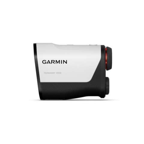 Garmin Approach Z10 rangefinder tournament mode side view on white background
