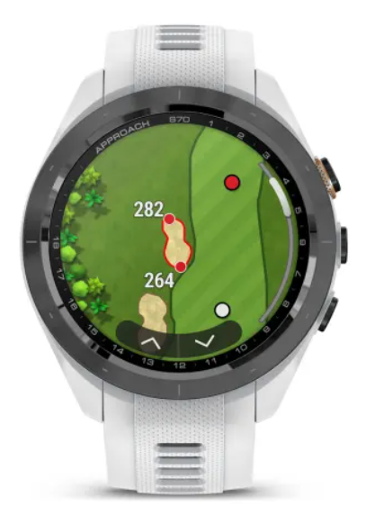 Garmin S70 watch showing hazards on screen