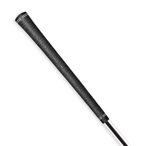 A close-up of the Golf Pride Tour Velvet Cord Grip | Standard | Black showcases its textured, tour-level feel on the upper club portion against a white background. Brand: Golf Pride.