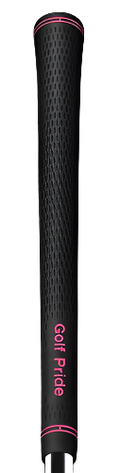 The Golf Pride Tour Velvet Golf Grip | Undersize features a black/pink design with pink accents and "Golf Pride" in pink, offering an all-weather grip.