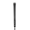 The Golf Pride Z Grip Plus 2 Standard Golf Grip in black and white features a textured, crisscross pattern with reduced taper for maximum control, highlighted by bold white lettering.