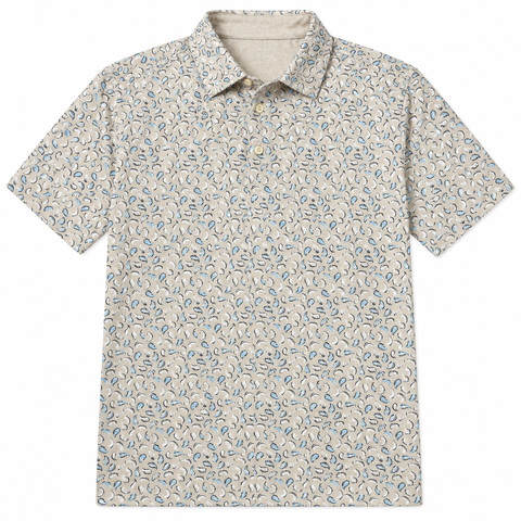 Greg Norman men's abstract-print golf polo in Biscotti