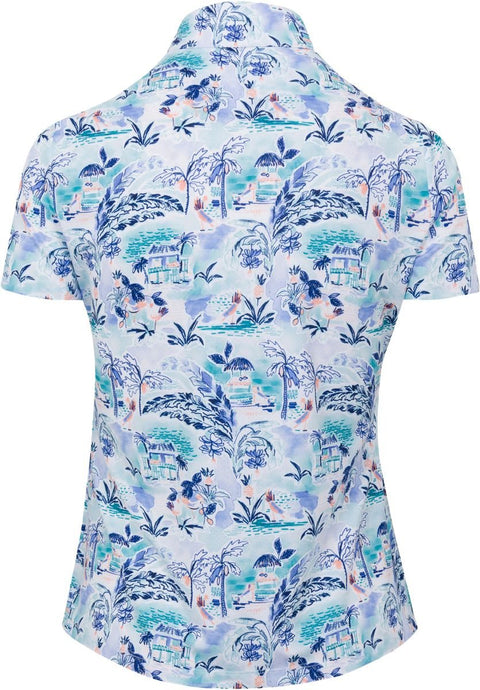 Greg Norman Beachside Bliss women's golf polo in White back view