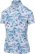 Greg Norman Beachside Bliss women's golf polo in White full front view