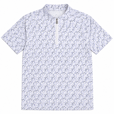 Greg Norman Chardonnay women's polo in White - front view with Mandarin collar