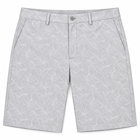 Greg Norman G7XLH540 men's tonal leaf-print golf shorts in grey