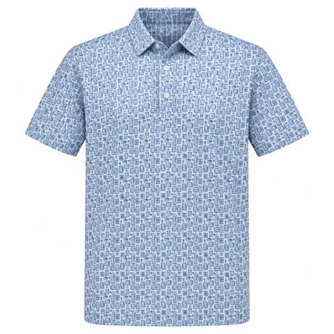 Greg Norman men's golf-bag print polo in Blue Haze