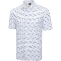 Greg Norman Golf Club Stripe men's golf polo in White full front view