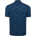 Greg Norman Mana Mano Men's Golf Polo in Navy - tiled shark print