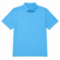 Greg Norman men's golf polo in Perfect Sky blue, front view