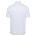 Back view of the Greg Norman Men's ML75 Club House Print Polo in white, featuring a subtle, small repeating pattern. Lightweight, moisture-wicking fabric keeps you cool and comfortable on or off the course.