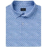 Greg Norman Shark Tail Matrix men's golf polo in Navy print detail