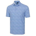 Greg Norman Shark Tail Matrix men's golf polo in Navy full front view